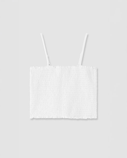 Crop Top Tirantes Smock Blanco